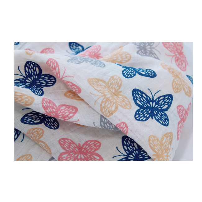 Customizable Digital Printed 2 Layer Soft 70% Bamboo 30% Cotton Fabric Muslin Infant Baby Swaddle Wrap Newborn Blanket
