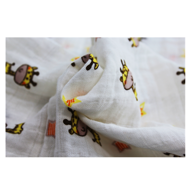 Customizable Digital Printed 2 Layer Soft 70% Bamboo 30% Cotton Fabric Muslin Infant Baby Swaddle Wrap Newborn Blanket