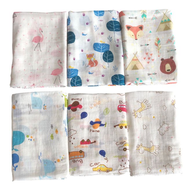 Customizable Digital Printed 2 Layer Soft 70% Bamboo 30% Cotton Fabric Muslin Infant Baby Swaddle Wrap Newborn Blanket