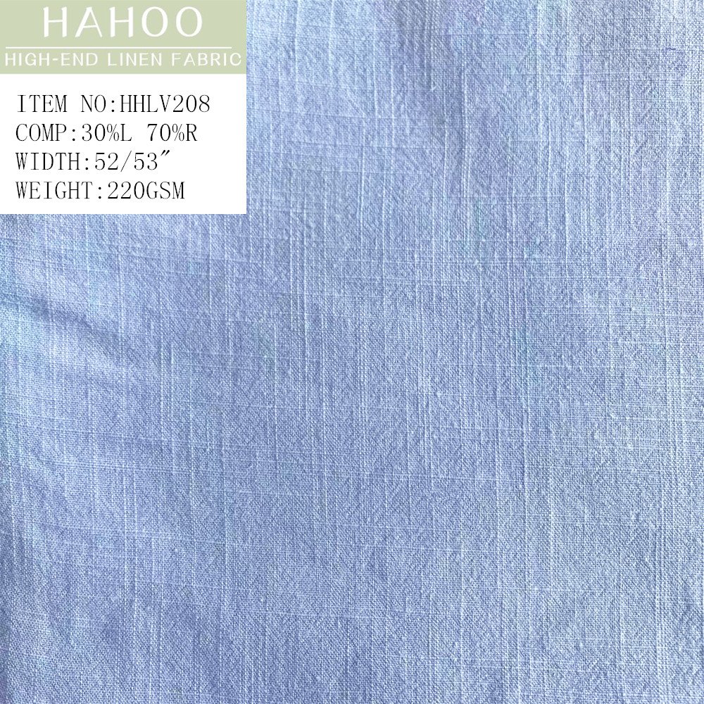 Plain color breathable stone washed woven organic viscose linen fabric wholesale for clothing