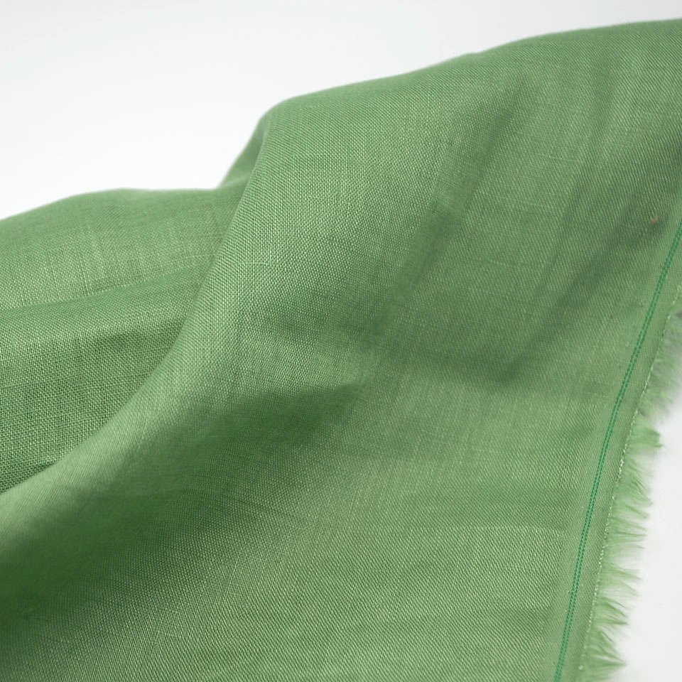 Wholesale High Quality solid color Natural 100% organic Green Pure Linen Fabric For Garments Clothing