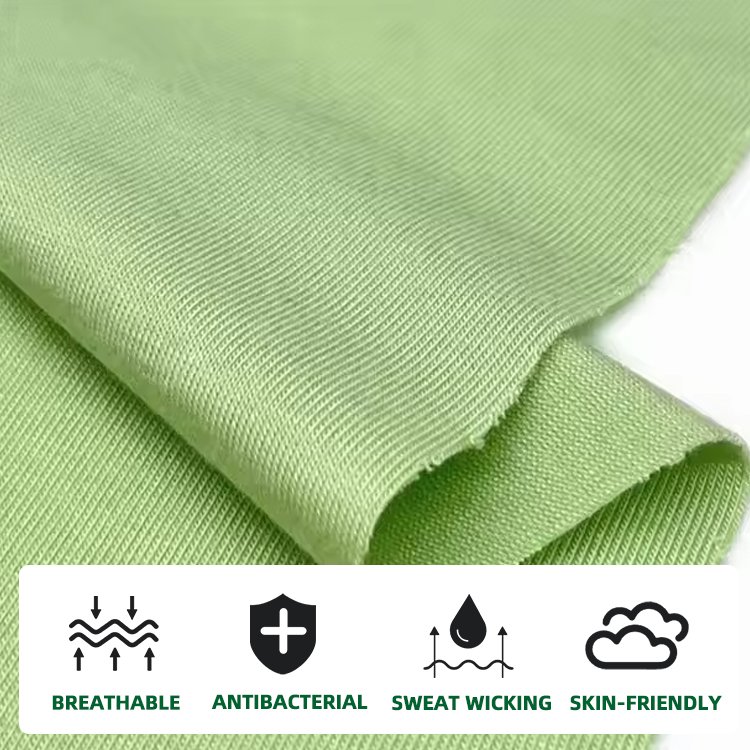 Natural anti-bacteria 95% bamboo 5% spandex fabric knit jersey shirt fabric wholesale bamboo viscose fabric for dress
