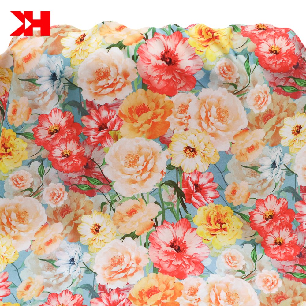 matte silk satin chiffon custom digital printed fabric for dress