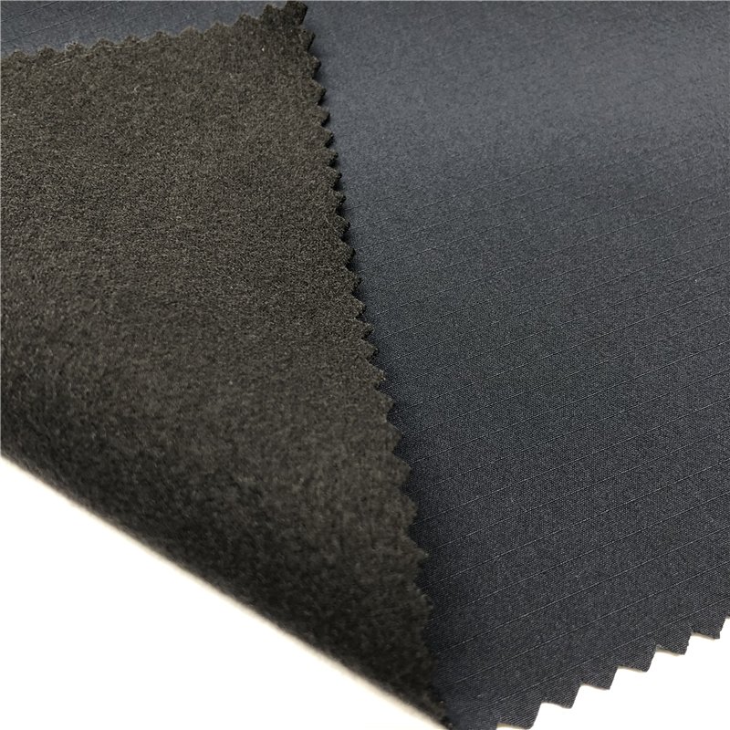 T800 100% Stretch Jacquard Plaid 2-Layer Bonded Brushed Fleece Outdoor Soft Shell Fabric Waterproof Ripstop Style for Jackets