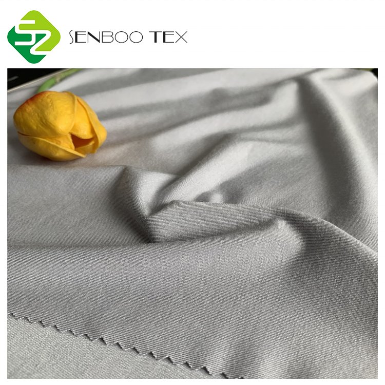 95% Bamboo Viscose 5% Spandex Silver Single Jersey Fabric 220 gsm Terry for Baby Pajamas Sweatshirts Foot Grips 95% Bamboo Fiber