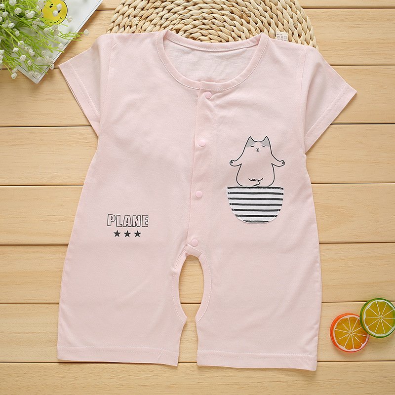 OEM Korean Kid Baby Girl Bamboo Shortsleeves Pants Sleepwear Onesie White Custom Pink Short Pajamas Kid With Button