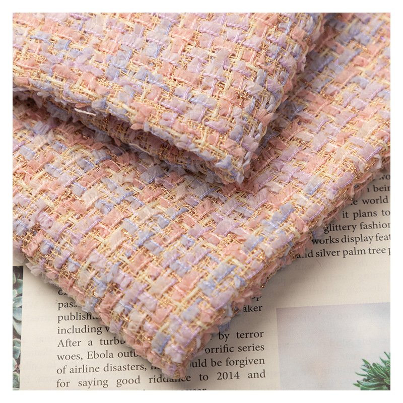 Modern Style Fashion Woolen Cloth Polyester Woolen Boucle Tweed Plaid Fabric For Coat blazer