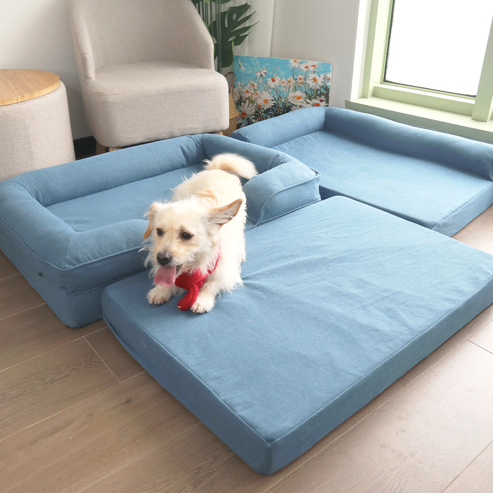 Petopia indestructible dog bed orthopaedic memory foam s for medium dogs, rectangle washable dog with replaceable cover