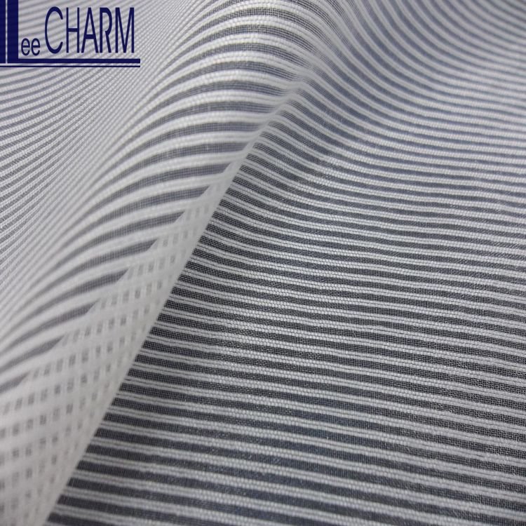 LCSH087 Fashion Organza 100% Polyester Voile Upholstery Striped Fabric