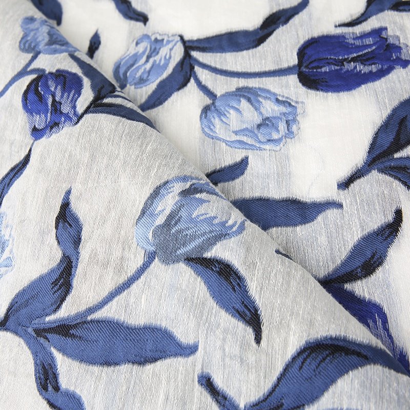 KEER Factory Custom Wholesale TDA15NE-L hot sale poly linen flower woman fashion dress jacquard fabric