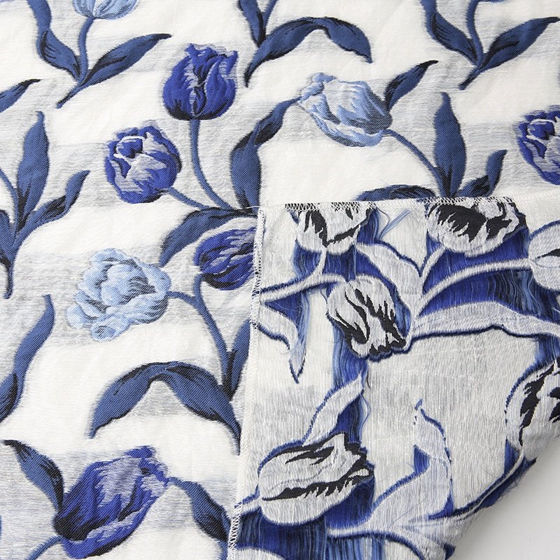 KEER Factory Custom Wholesale TDA15NE-L hot sale poly linen flower woman fashion dress jacquard fabric