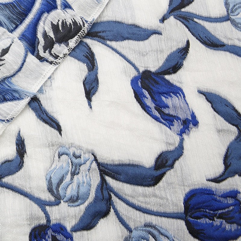 KEER Factory Custom Wholesale TDA15NE-L hot sale poly linen flower woman fashion dress jacquard fabric