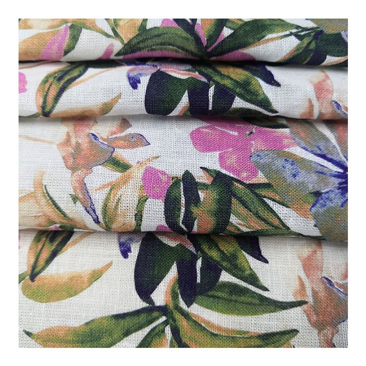 Breathable fabrics No MOQ Custom Your Own Design Print Cotton Linen Fabric