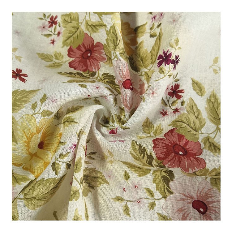 Breathable fabrics No MOQ Custom Your Own Design Print Cotton Linen Fabric