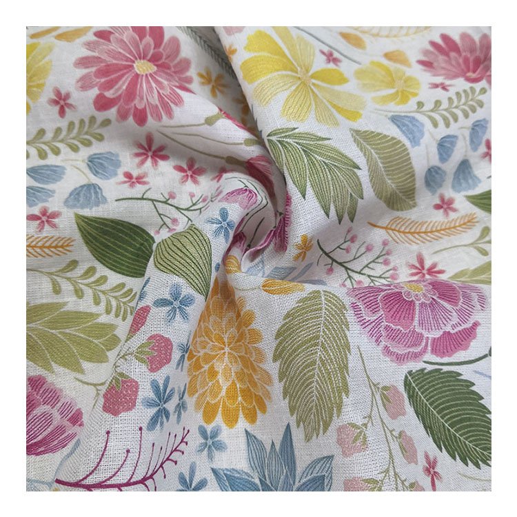 Breathable fabrics No MOQ Custom Your Own Design Print Cotton Linen Fabric