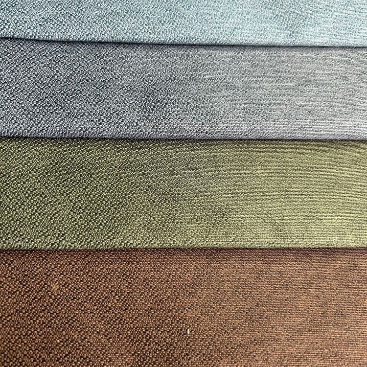 100% polyester imitation linen textile upholstery sofa heavy faux polyester linen look fabric