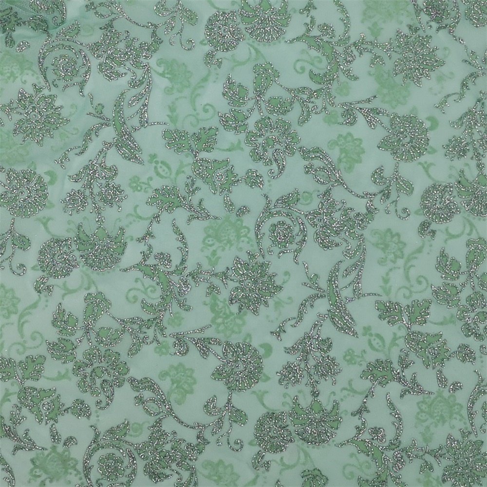 flower flocking velvet mesh fabric custom elastic bronze printing tulle fabric for garment dance cloths textile