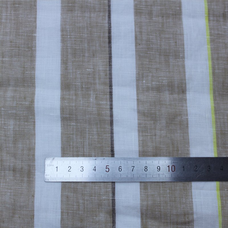 Sustainable shiny linen fabric grey plain for sofa YARN DYE STRIPE