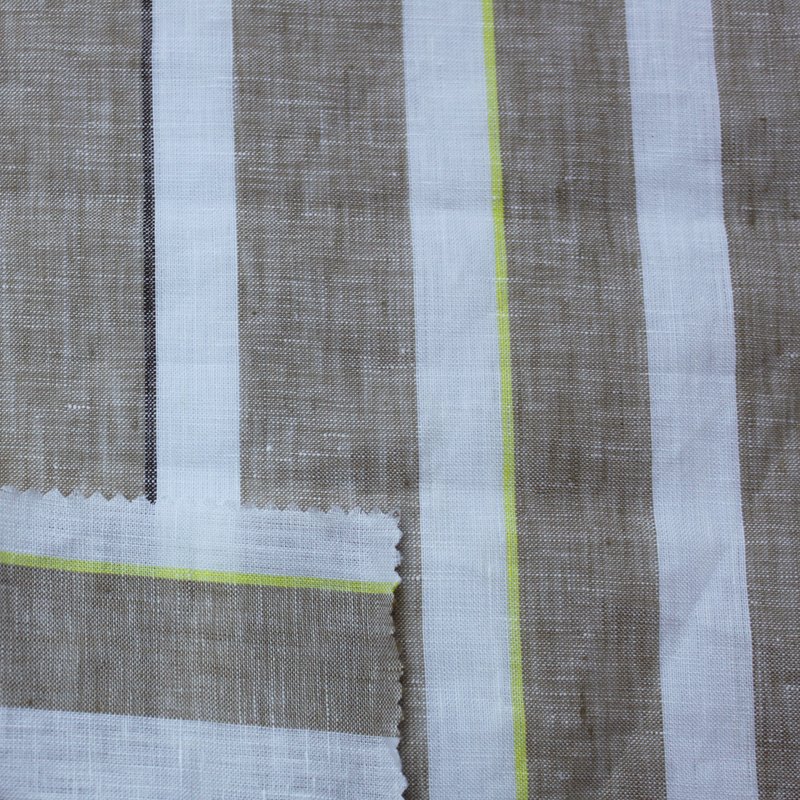 Sustainable shiny linen fabric grey plain for sofa YARN DYE STRIPE