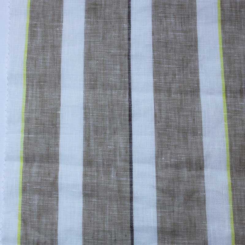 Sustainable shiny linen fabric grey plain for sofa YARN DYE STRIPE