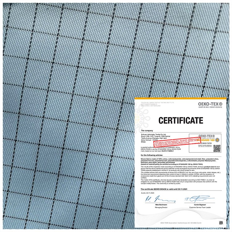 Ready to ship 100Dx100D anti static esd work wear fabric for power workers at electric