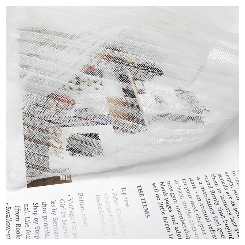 Good Price Polyester Pleated Elastic Wrinkle Pure White Tulle Mesh Fabrics for Clothing Wedding Dress
