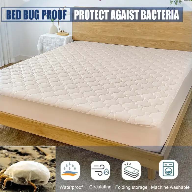 1pc Quilting Microfiber Waterproof Fitted Mattress Protector,Breathable and Soft Mattress Fitted Cover, Bed Sheet Cover