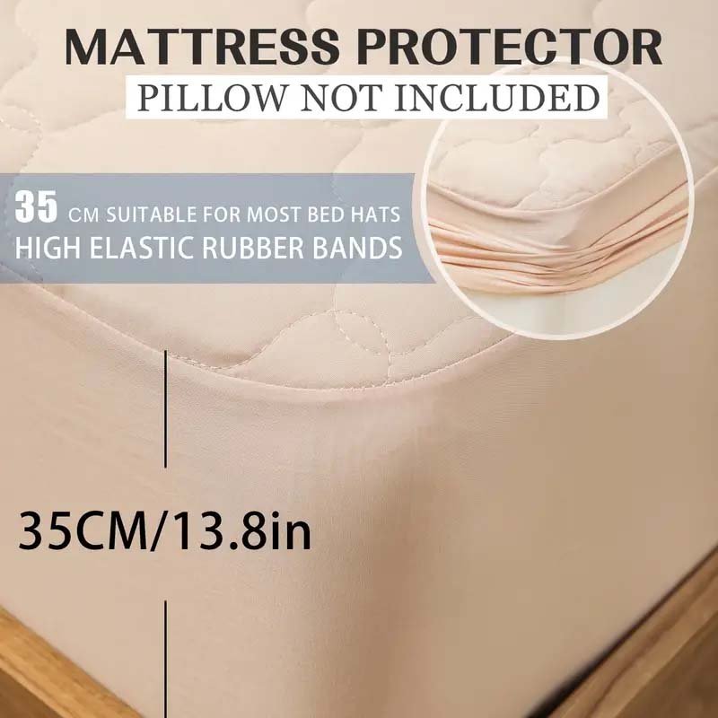 1pc Quilting Microfiber Waterproof Fitted Mattress Protector,Breathable and Soft Mattress Fitted Cover, Bed Sheet Cover