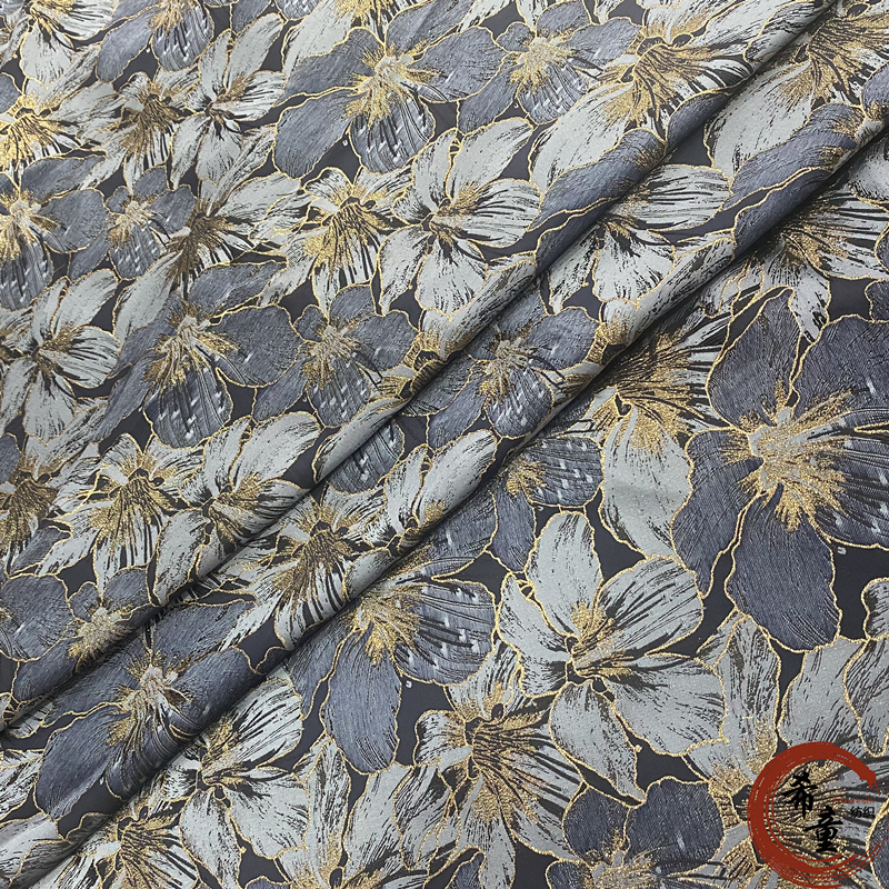 New design custom fashion 3D gold wire double-sided available brocade jacquard fabric