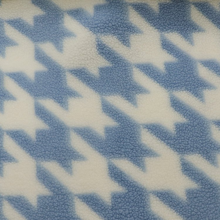 Houndstooth Design Sherpa Fleece Super Soft Printing 100% Polyester Fabric For Jacket