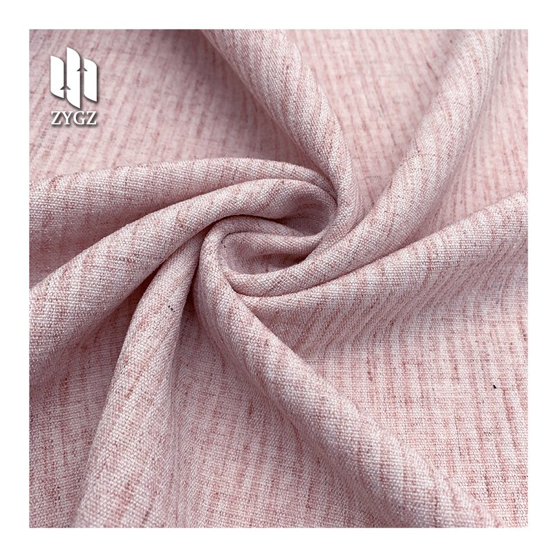 Fashion Linen Polyester Blending-spun Autumn Women's Dress Clothing T-shirt Stripe Stretch Fabric Wholesale