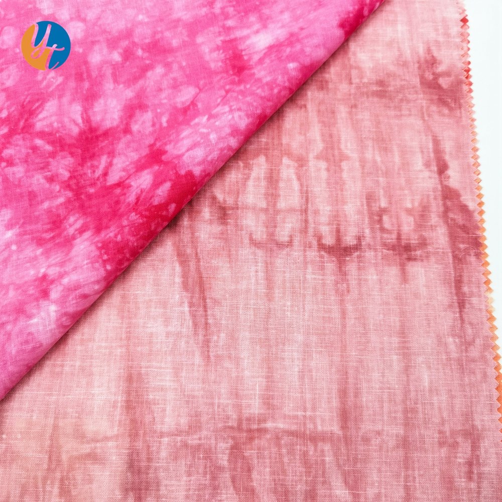 New fashion Tie dye 55 Linen 45 Cotton Fabric 20*20 with Customized linen fabric for shirt