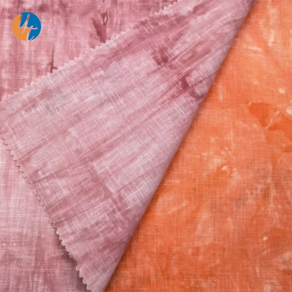 New fashion Tie dye 55 Linen 45 Cotton Fabric 20*20 with Customized linen fabric for shirt