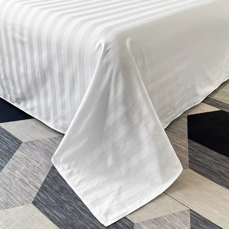 White Grey Stripe Premium Hotel Bedding Set Double Queen Super King Soft Comfortable Duvet Cover Flat_Fitted Sheet Pillowcases