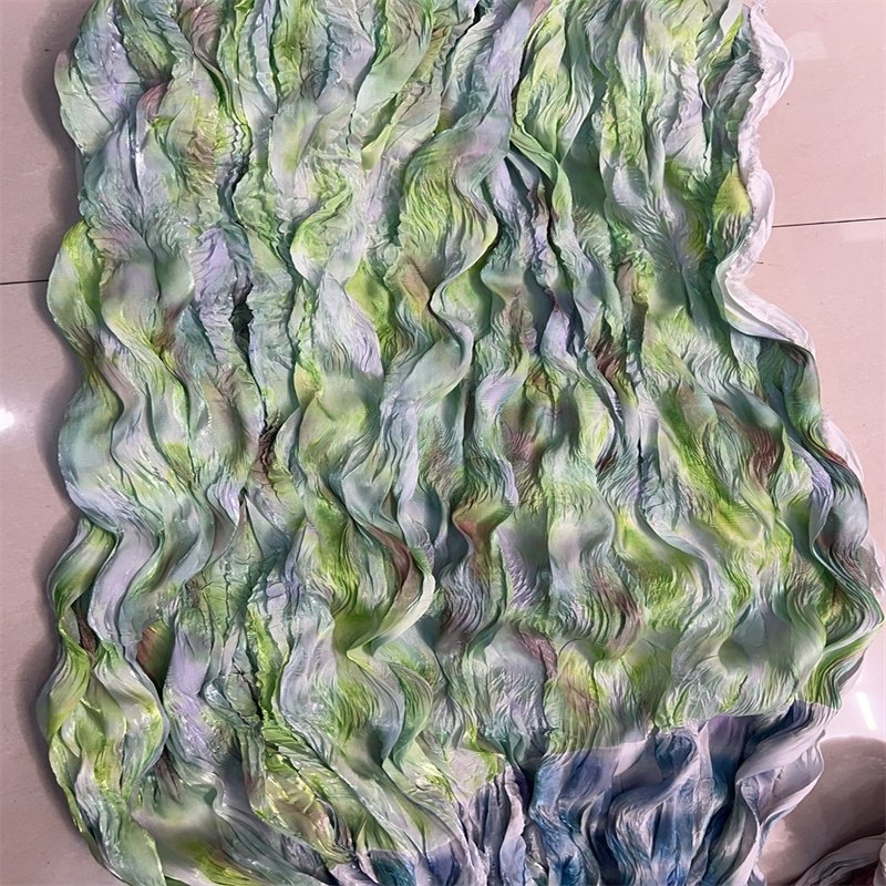 High Quality 100% Polyester Fabric Liquid Very Lightweight Gradient Customized Color Printed High Density Silk Organza Fabric