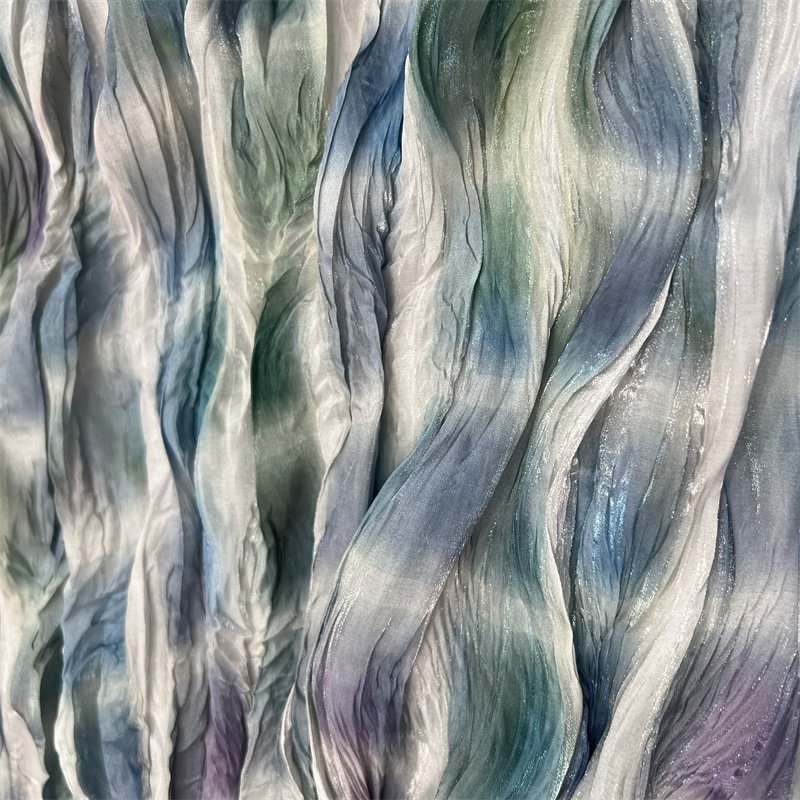High Quality 100% Polyester Fabric Liquid Very Lightweight Gradient Customized Color Printed High Density Silk Organza Fabric