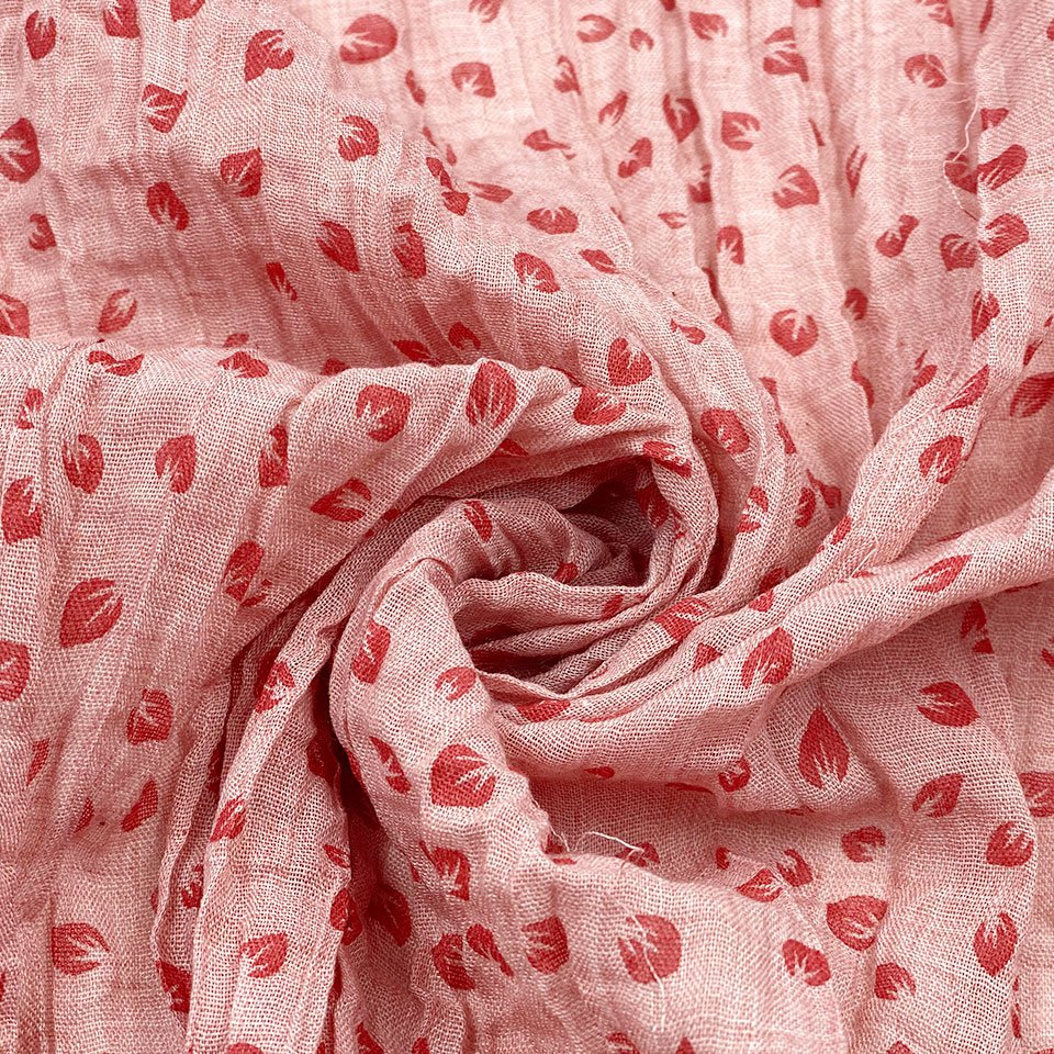 Wholesale women kids dress skirt blouse floral voile crepe crinkle wrinkled print 80% polyester 20% cotton pleated fabric