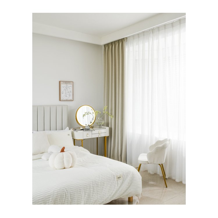 Refined Quality The New Fall Collection Debuts 100% Blackout Drapes In The Bed Room With Cotton Linen Fabric Curtains