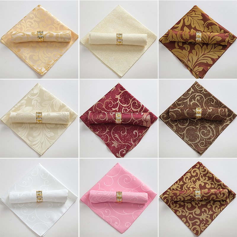 Small MOQ Re-usable Rose Gold Pink Jacuard Table Napkins For Wedding Decoration Solid Color Napkin