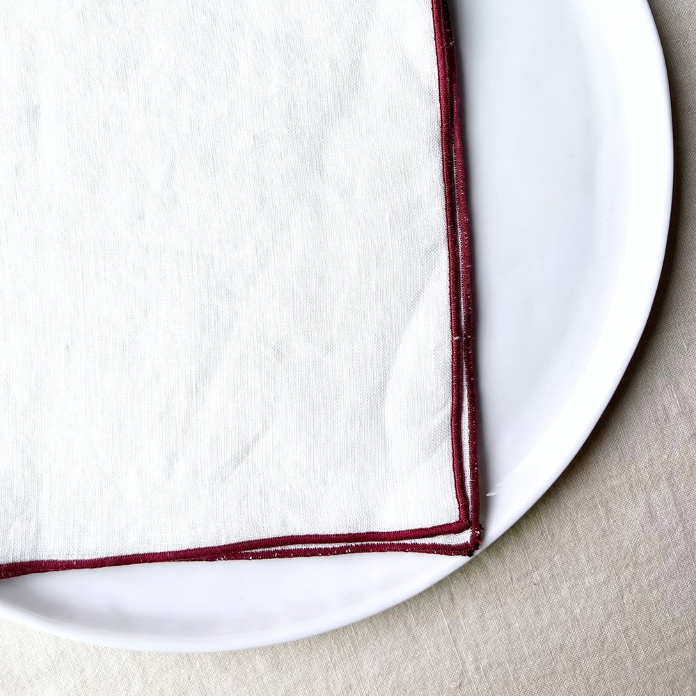 Rolled Edge pure 100% Linen Cloth Napkins for Wedding Custom pattern natural French fabric cotton linen placemats Hotel 40x40cm