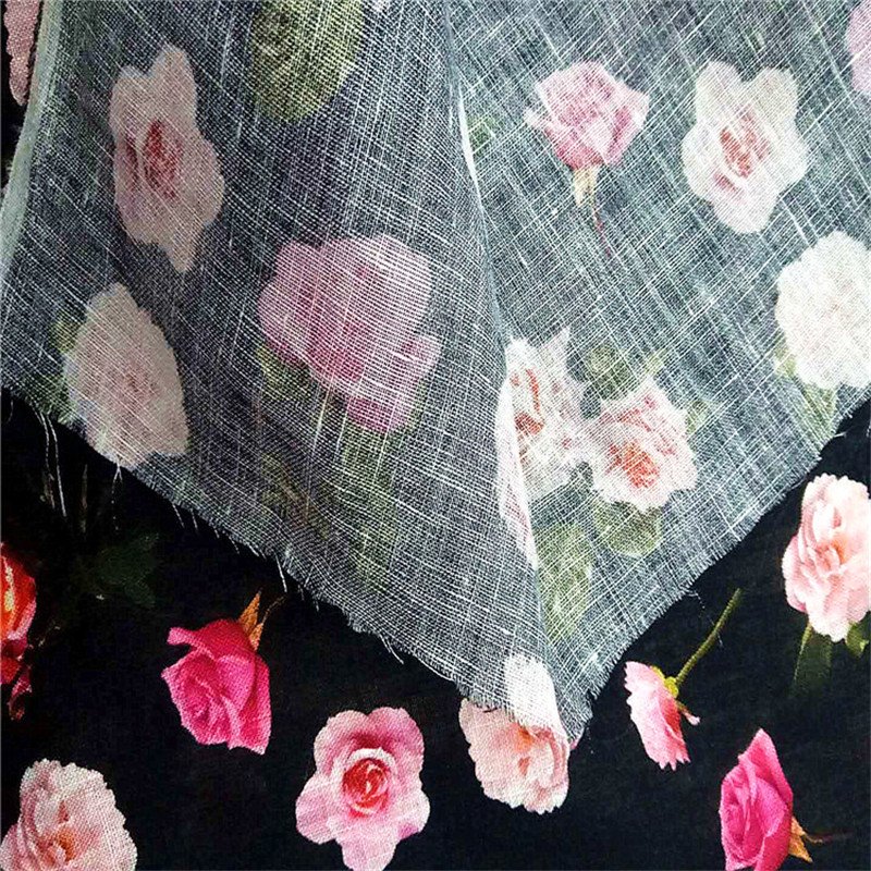OEM Custom Designs Digital Printed 100% Linen Fabric For Garment