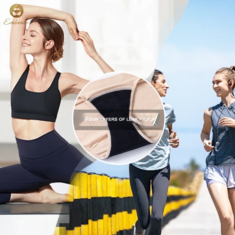 4 Layers Period Underwear Culotte Cotton Absorbent Leakproof Menstrual Underwear Period Panties