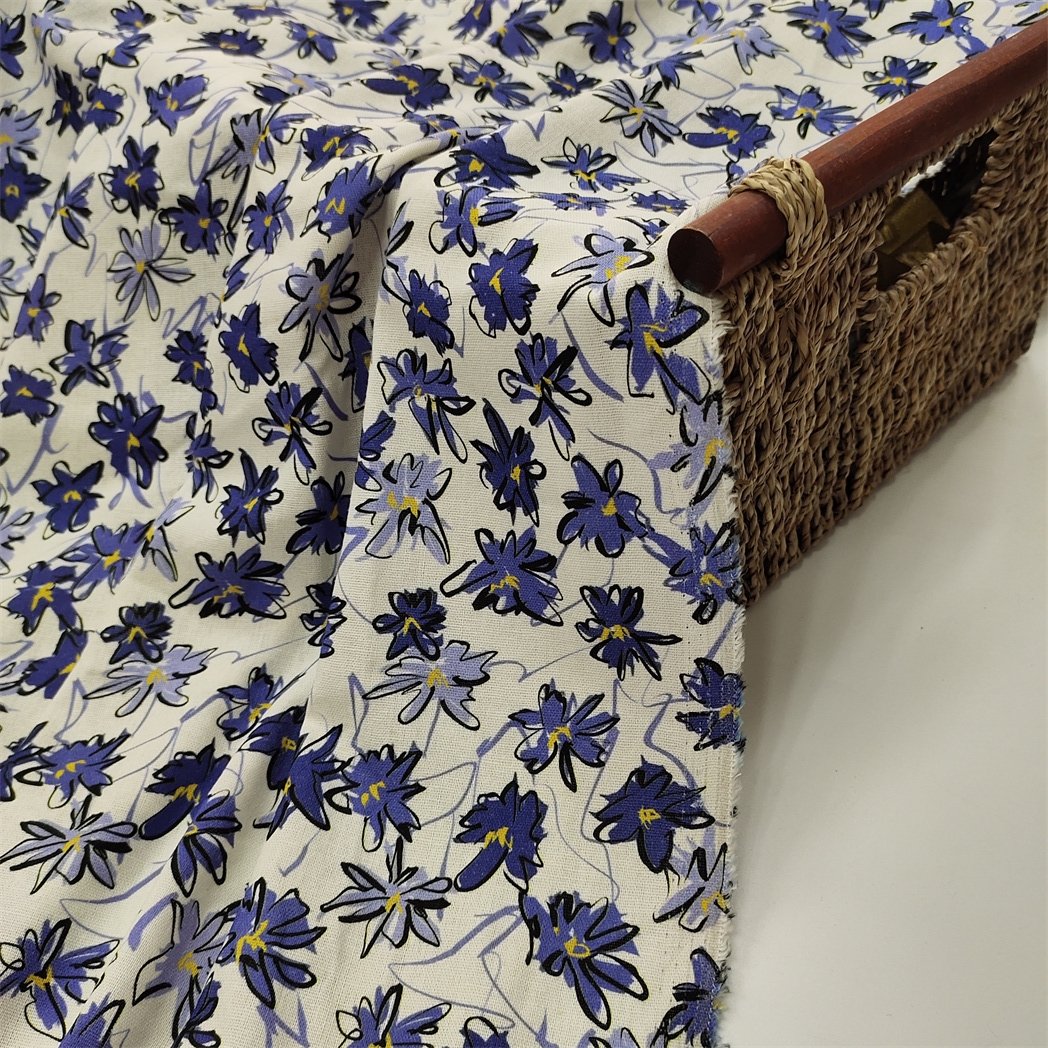Price Favorable Custom Organic Print 170gsm Middle Weight Floral Pure Linen 100% Linen Printed Fabric For Clothing