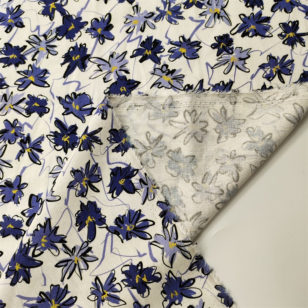 Price Favorable Custom Organic Print 170gsm Middle Weight Floral Pure Linen 100% Linen Printed Fabric For Clothing