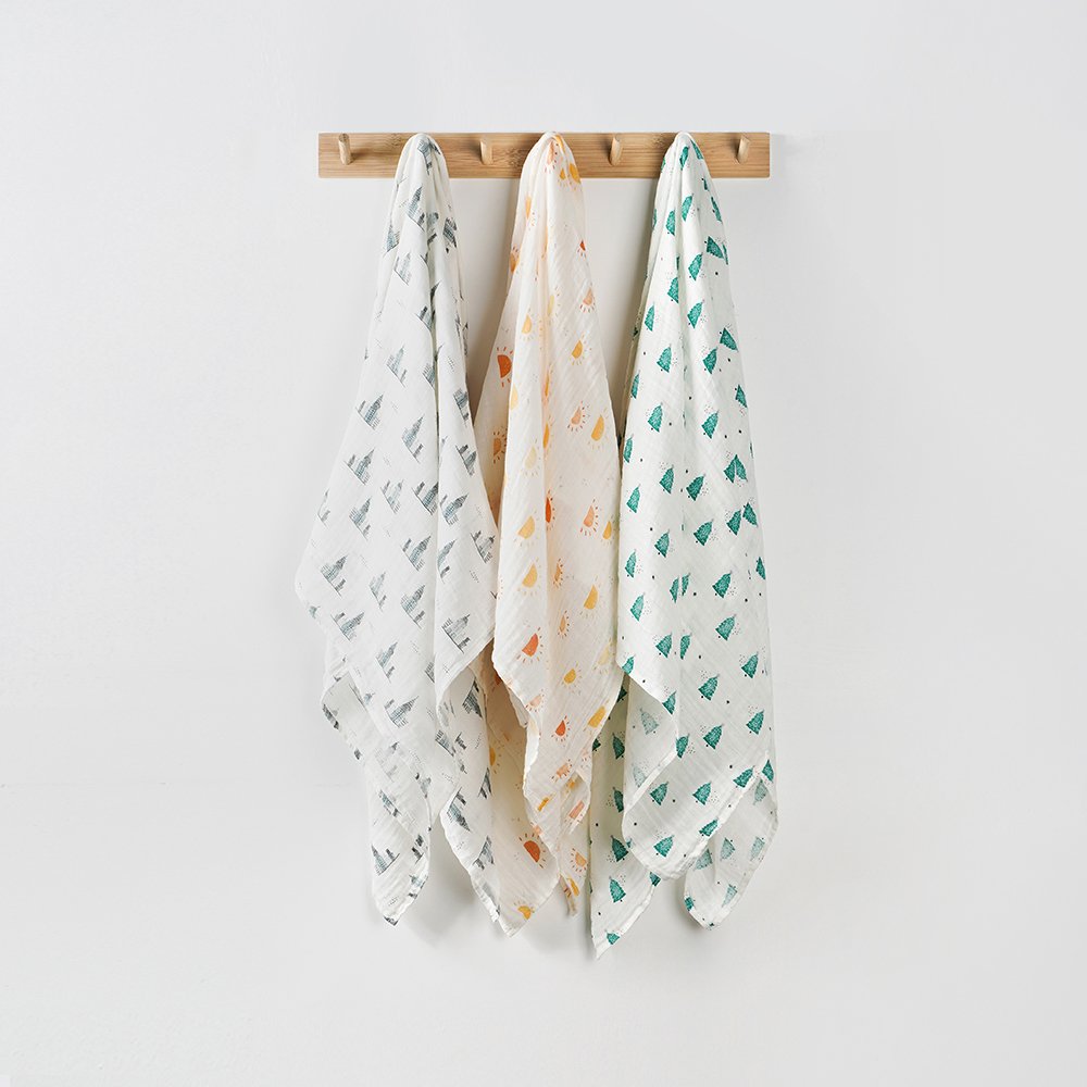 New Fashion Customizable Cute Printed 8 Layer Soft 70% Bamboo 30% Organic Cotton Fabric Muslin Infant Baby Swaddle Wrap Blanket