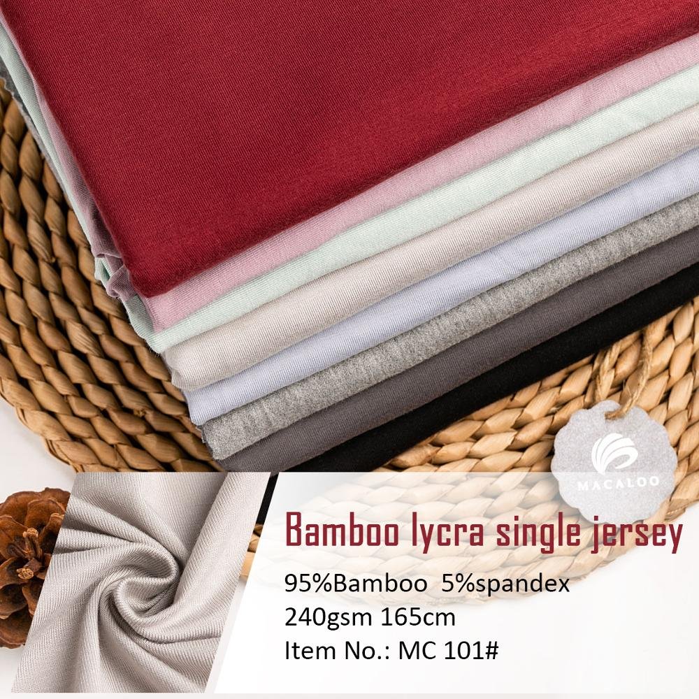 240gsm medium weight multiple colors super soft 95 bamboo 5 spandex stretch fabric for clothing