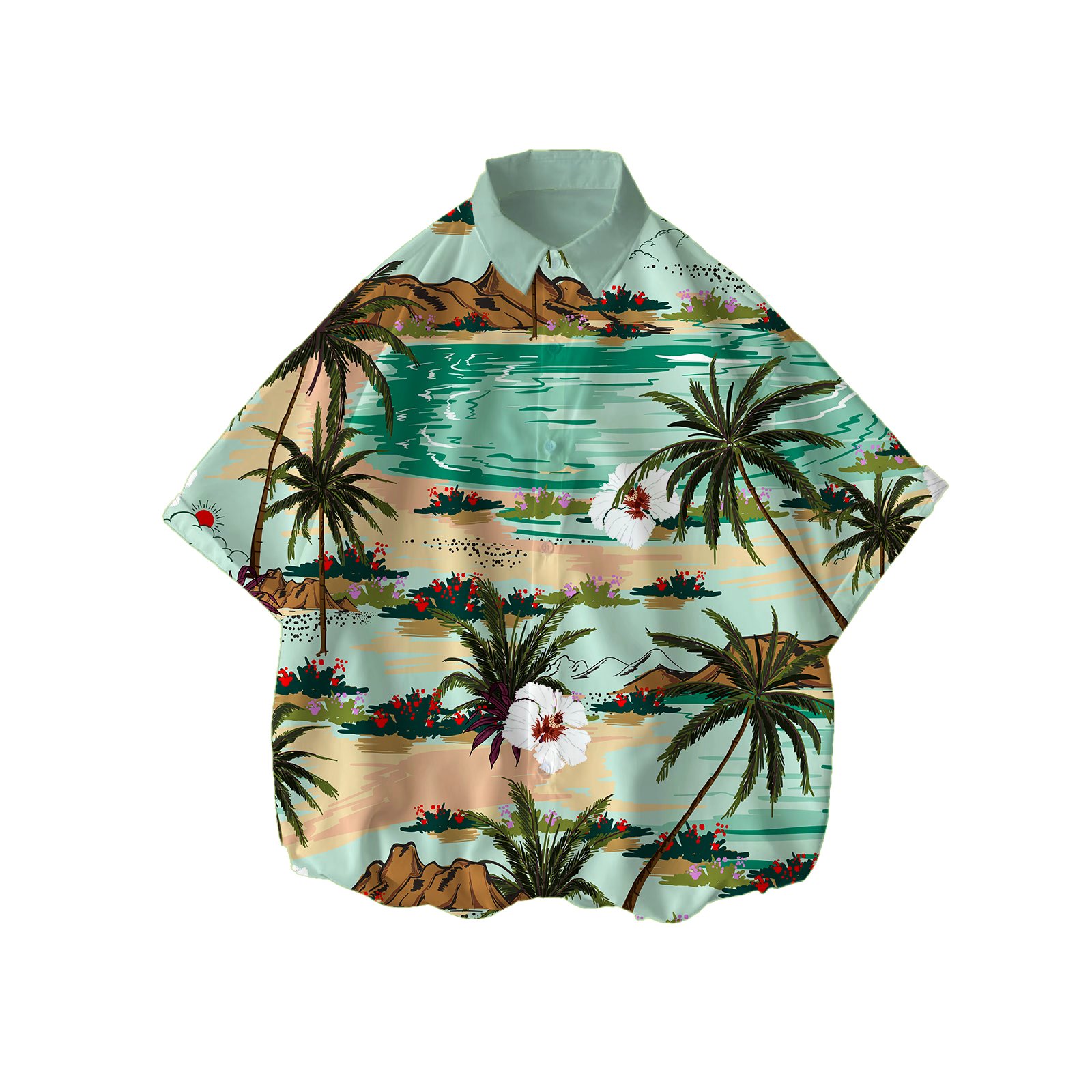Men'S Patterned Floral Shirts 100% Polyester Oversized Hawaiian Summer Custom Quick Dry Sublimation Beach Shirt Men