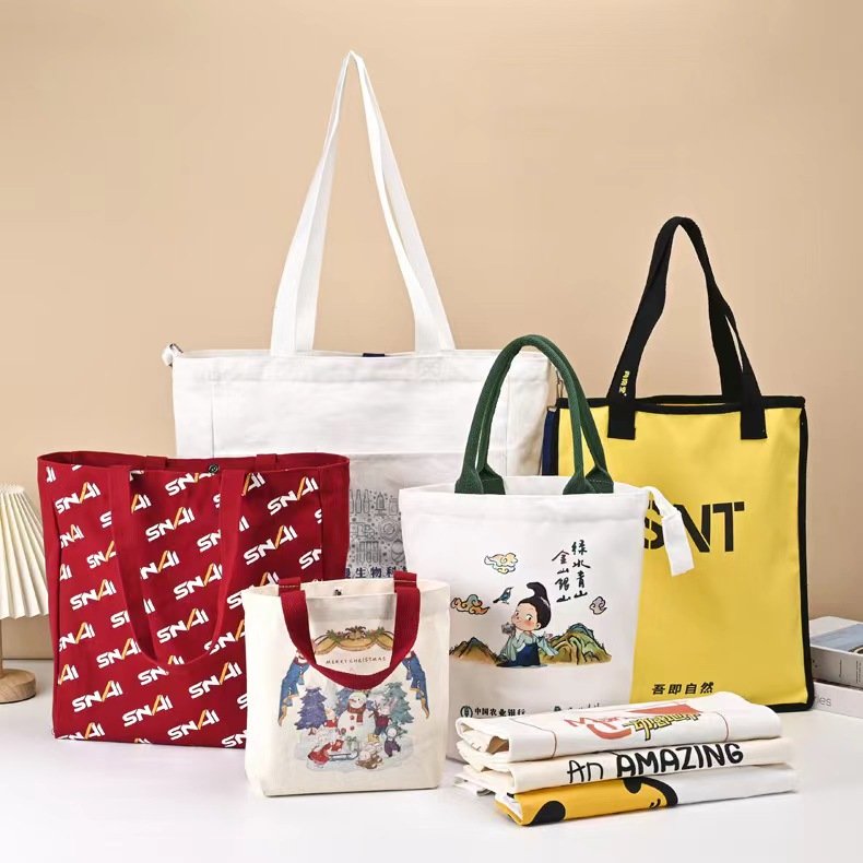 2024 Factory Customize Logo Canvas Fabric Reusable Shopping Bag Supermarket Cotton Bag Portable polyester bag