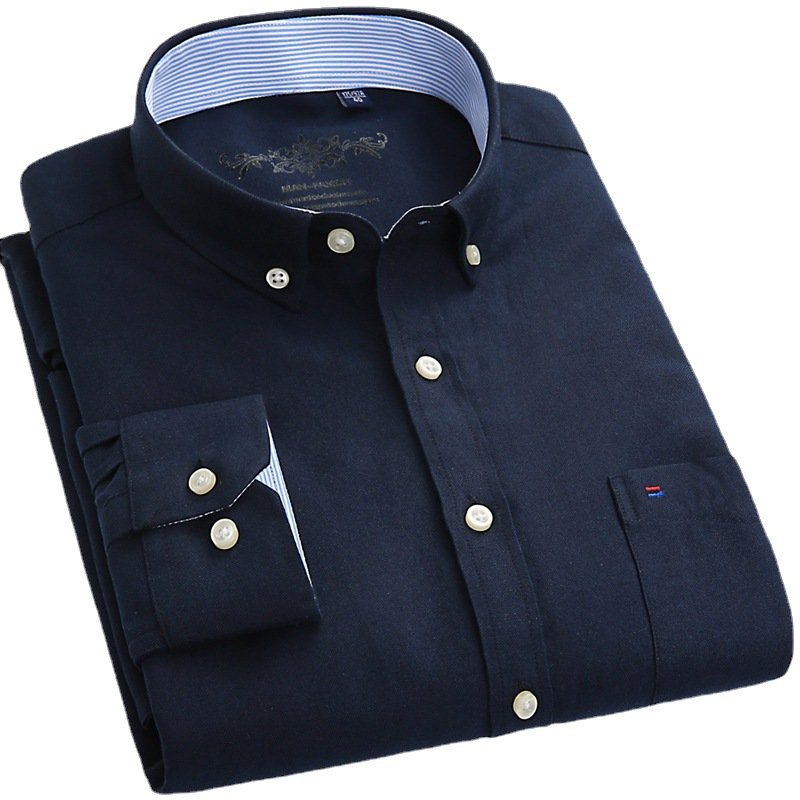 Men's Slim Shirt Summer for Men Formal Work Shirts Stand Velour Fabric Long Sleeve Casual Oxford Knitted Large Size 1 Piece
