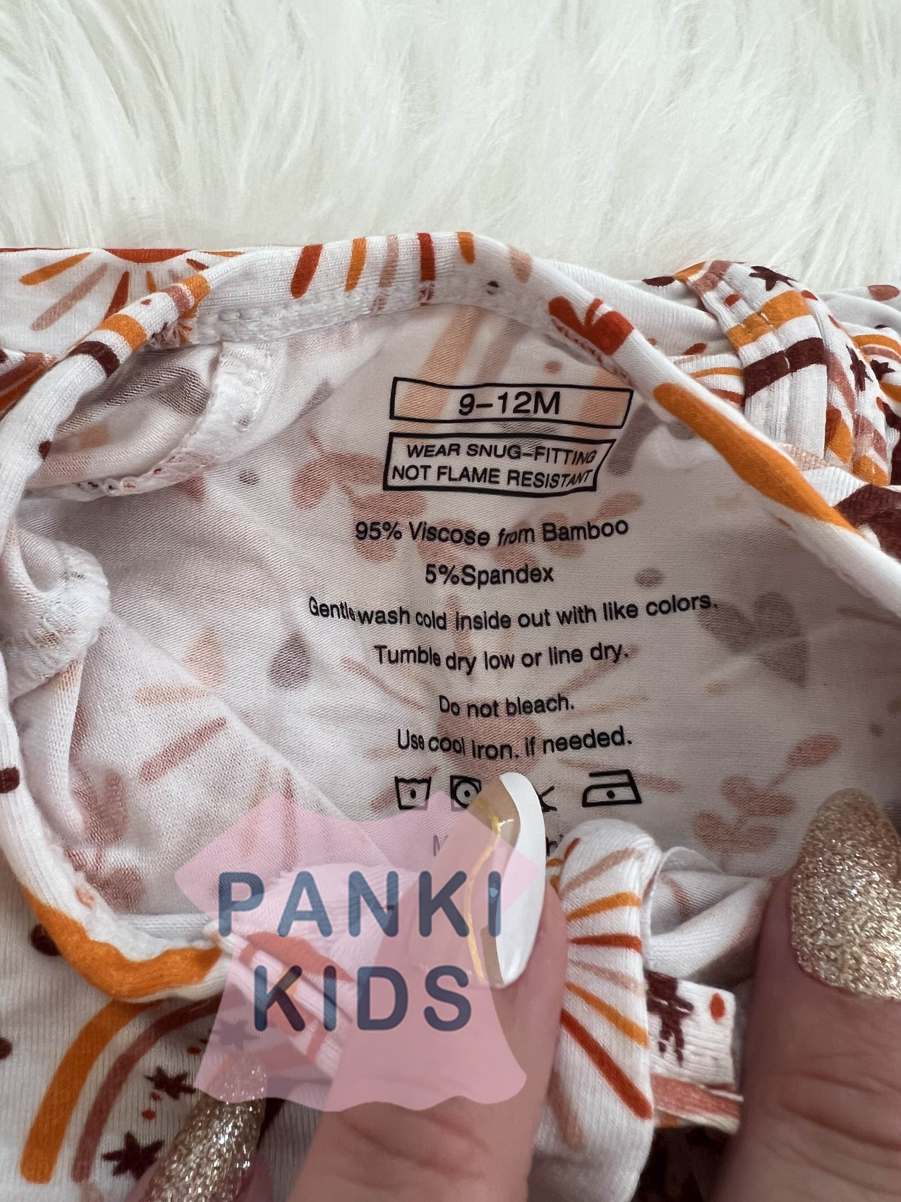 Custom Lightning Print Kids Two Pieces Pajamas Clothes Newborn Baby Long Sleeve Long Pants Set Breathable Bamboo Fabric Pjs Set